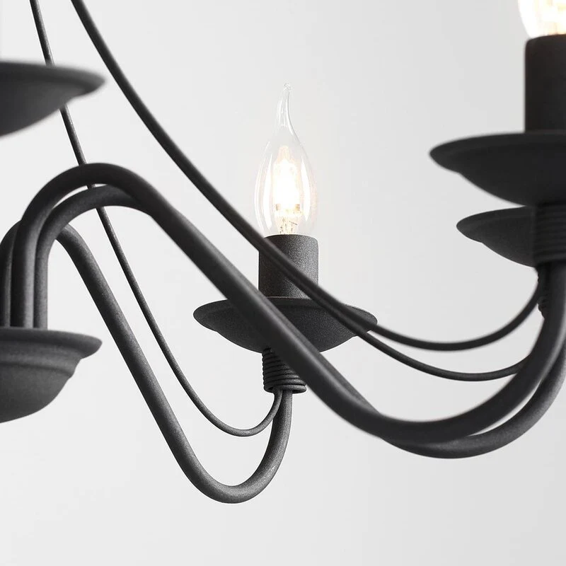 B-Ware Kronleuchter Lampe Rosa Deckenlampe schwarz Metall 8flg Hängelampe Pendelleuchte