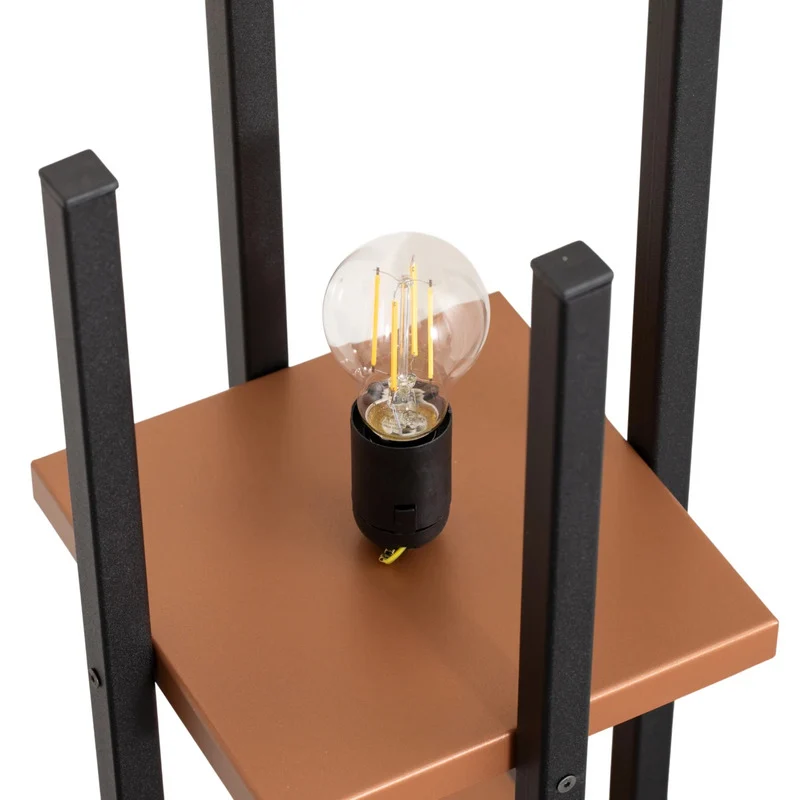 B-Ware Opviq Stehleuchte Standlampe Regal schwarz kupfer Metall Textil Höhe 130 cm669