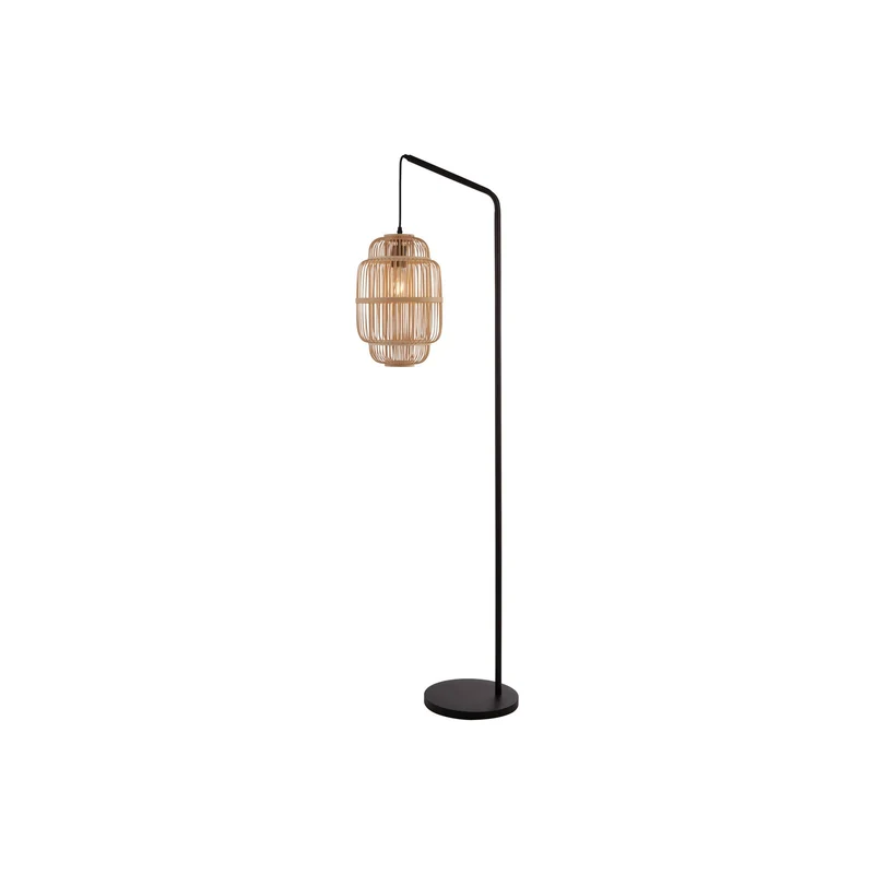 B-Ware Stehleuchte Standleuchte Searchlight Java Bambus schwarz holz Stahl Schalter389