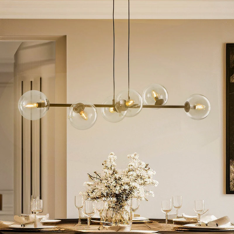 B-Ware EMIBIG LIGHTING Hängeleuchte Glassy Hängelampe 6-flammig schwarz klar Glas 11270