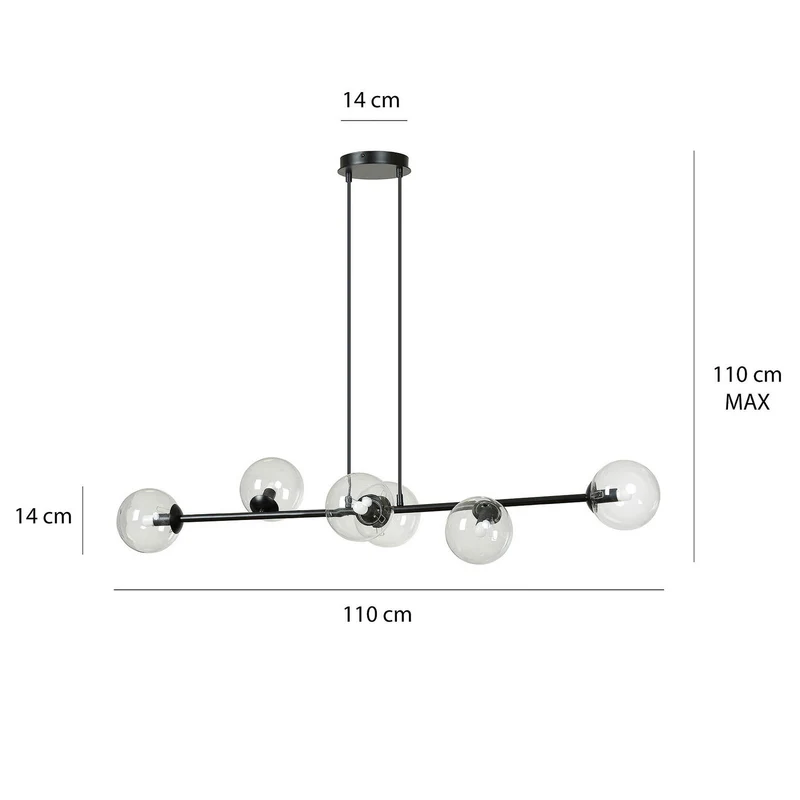 B-Ware EMIBIG LIGHTING Hängeleuchte Glassy Hängelampe 6-flammig schwarz klar Glas 11270