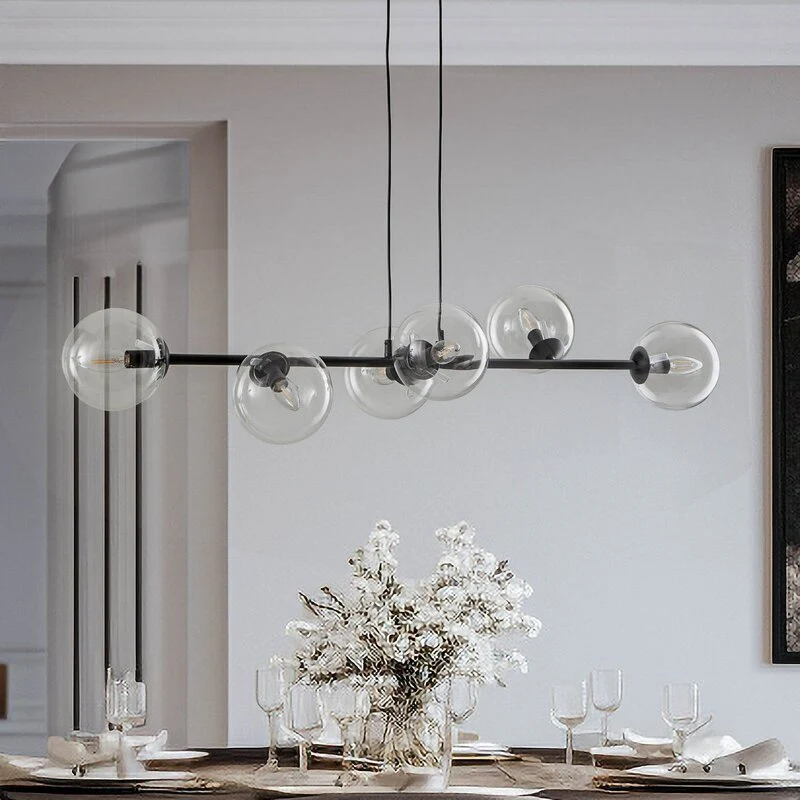 B-Ware EMIBIG LIGHTING Hängeleuchte Glassy Hängelampe 6-flammig schwarz klar Glas 11270