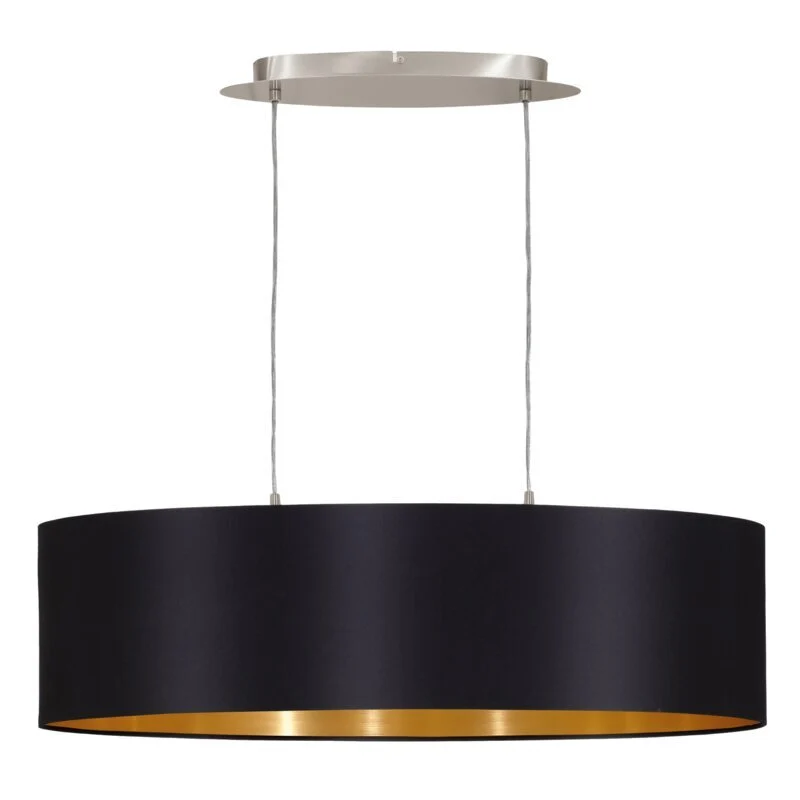 B-Ware Hykkon Brielle Trommel Pendelleucht Hängelampe Deckenlampe Rund Schwarz Gold