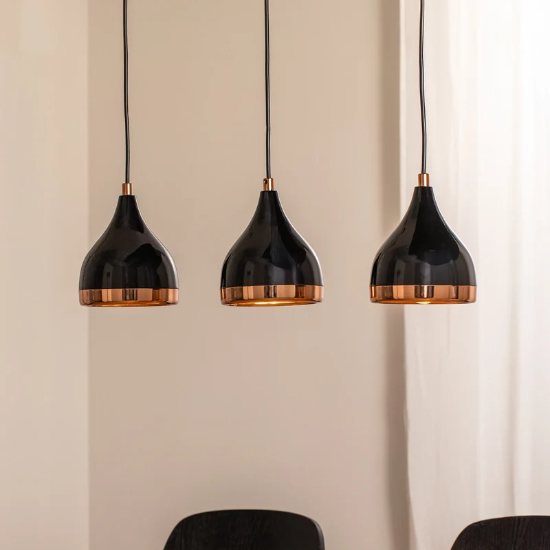 B-Ware Opviq Hängeleuchte Pendelleuchte Yildo Metall schwarz kupfer Wohnzimmer E27 LED