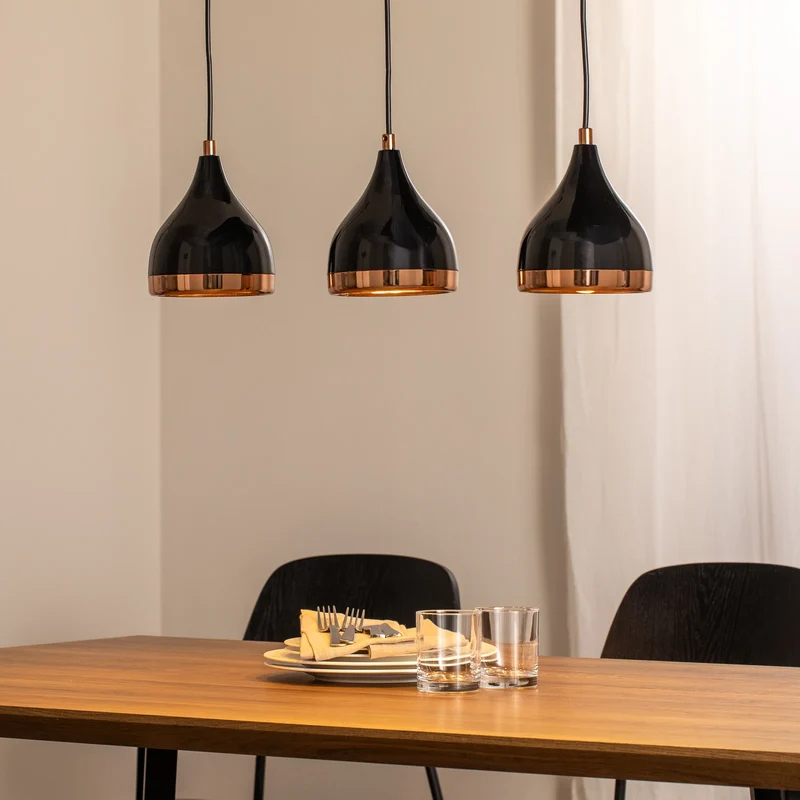B-Ware Opviq Hängeleuchte Pendelleuchte Yildo Metall schwarz kupfer Wohnzimmer E27 LED