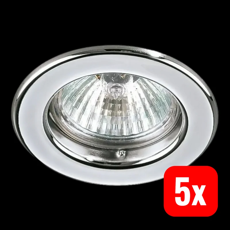B-Ware Brumberg Einbauleuchte Downlight Halogen GX5.3 Chrom Deckenmontage 50 W 5 STÜCK