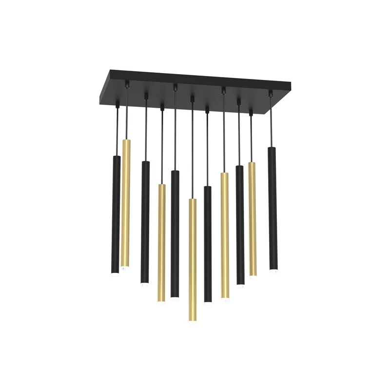 B-Ware Hängeleuchte Monza schwarz gold elfflammig Deckenlampe Deckenleuchte Lampe S659