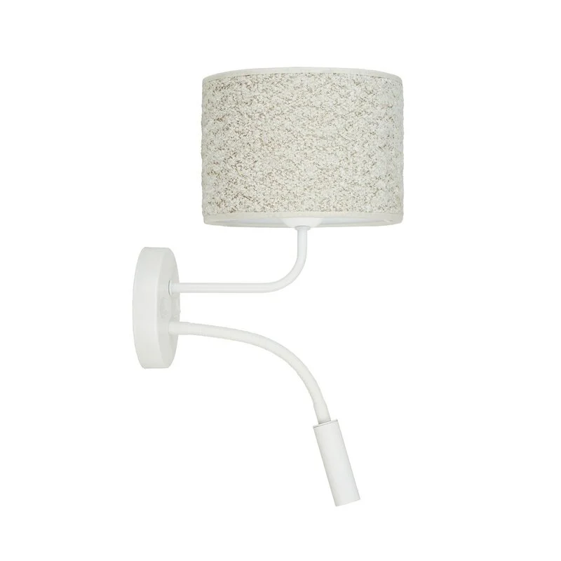 B-Ware Duolla Wandleuchte Wandlampe Roller Bouclé Leselicht Textil Metall weiß creme