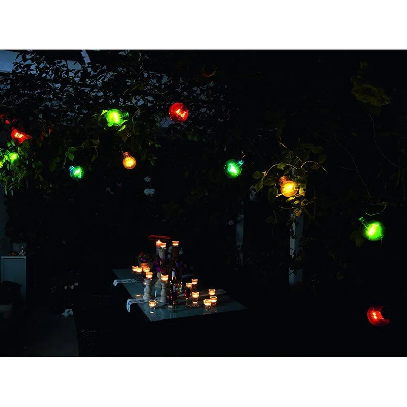 LED Biergartenkette 10er bunt 80 Warmweiße Dioden 24V