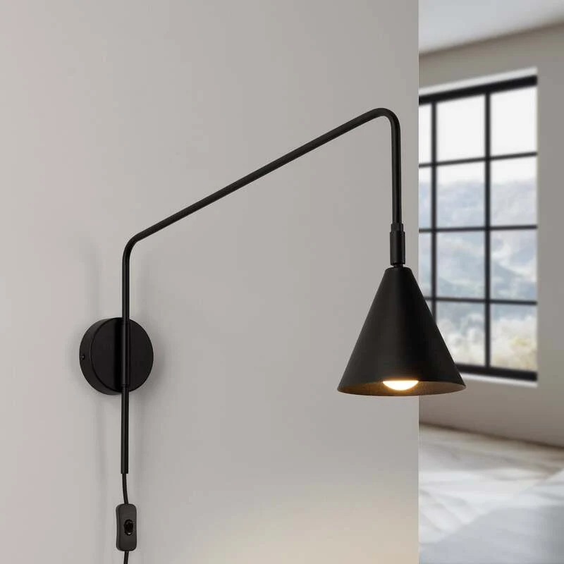B-Ware SOLLUX Wandleuchte Wandlampe LYS schwarz Metall Stecker Skandinavisches Design