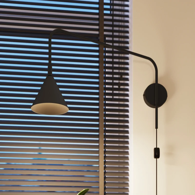 B-Ware SOLLUX Wandleuchte Wandlampe LYS schwarz Metall Stecker Skandinavisches Design