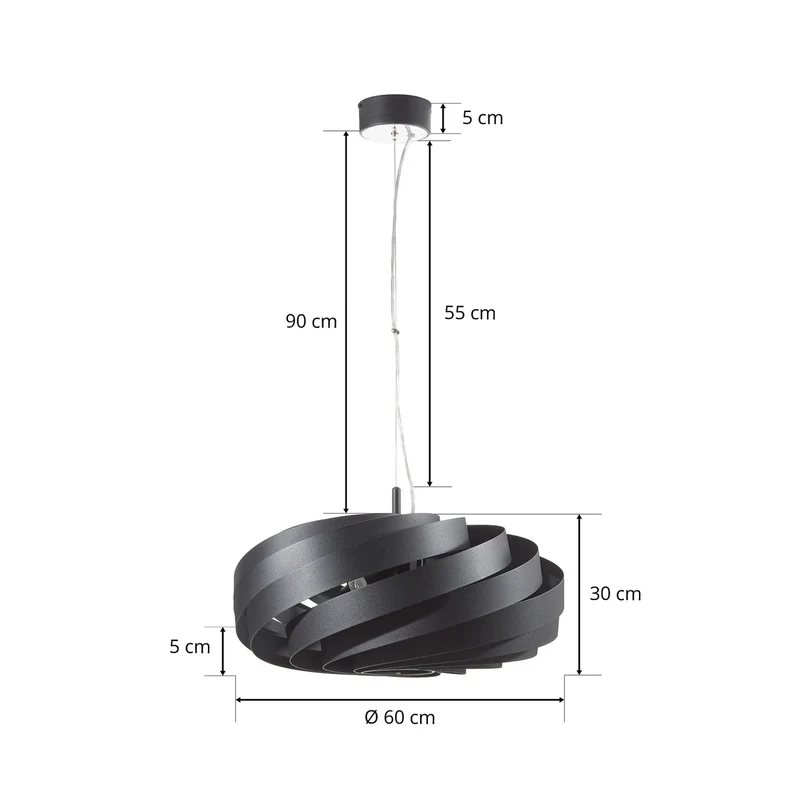 B-Ware Domiluce Vento Hängeleuchte Pendelleuchte E27 Metall schwarz Ø 60 cm Höhe 30 cm