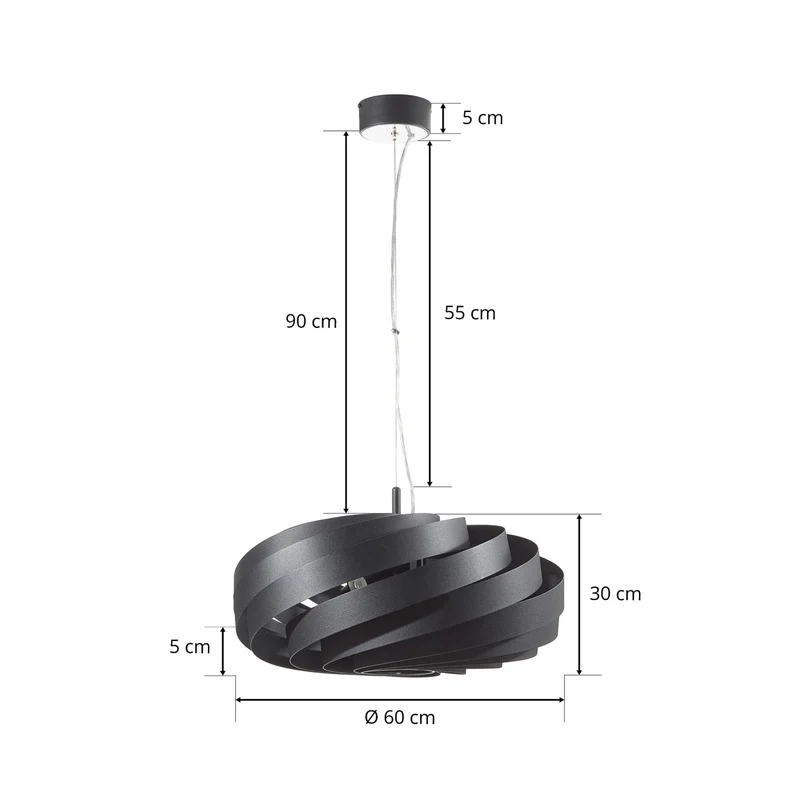 B-Ware Domiluce Vento Hängeleuchte Pendelleuchte E27 Metall schwarz Ø 60 cm Höhe 30 cm
