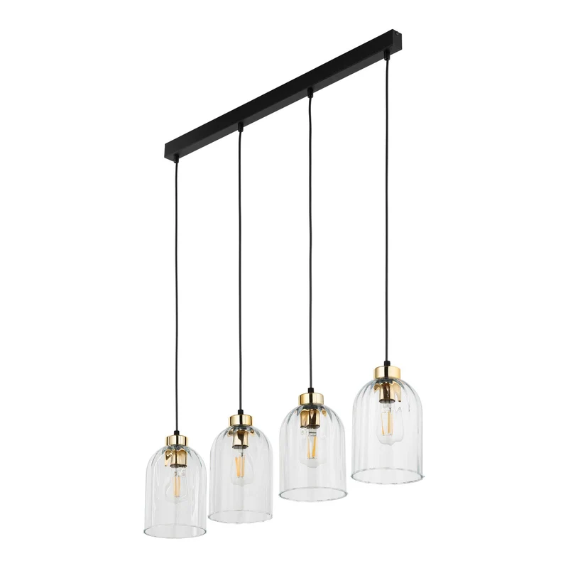 B-Ware Glas-Hängeleuchte Satipo vierflammig transparent Deckenlampe Deckenleuchte La142