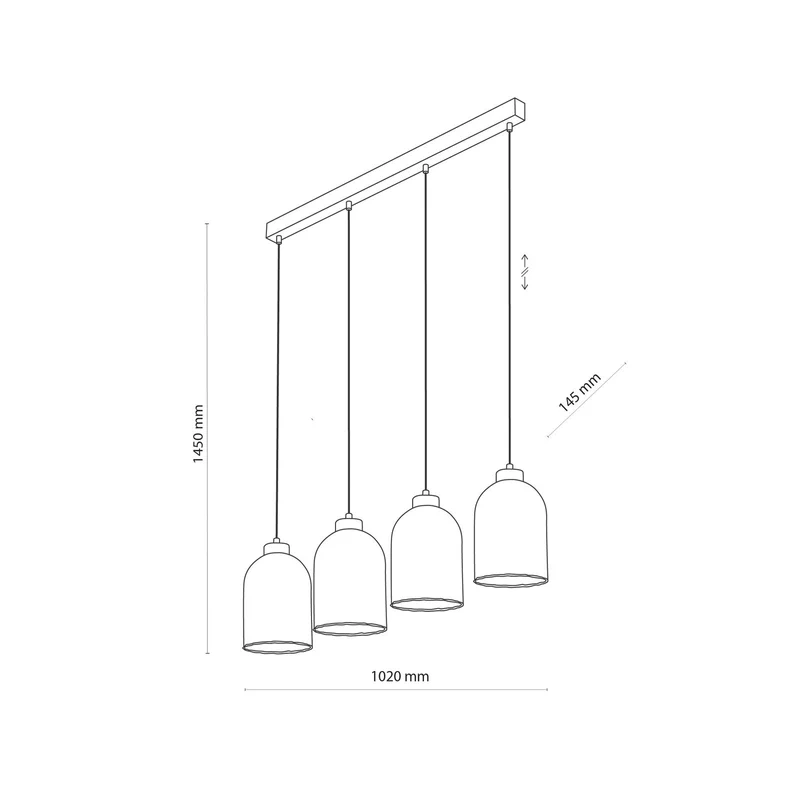 B-Ware Glas-Hängeleuchte Satipo vierflammig transparent Deckenlampe Deckenleuchte La142