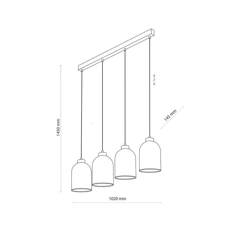 B-Ware Glas-Hängeleuchte Satipo vierflammig transparent Deckenlampe Deckenleuchte La142