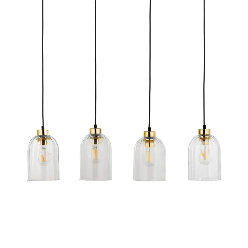 B-Ware Glas-Hängeleuchte Satipo vierflammig transparent Deckenlampe Deckenleuchte La142