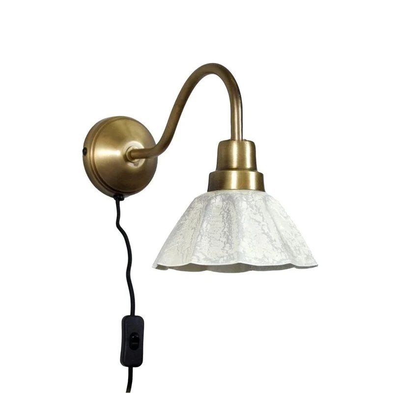 B-Ware PR Home Wandleuchte Wandlampe Ester Lampe Cremeweiß Kabel Stecker Serie