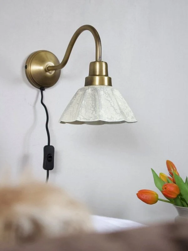 B-Ware PR Home Wandleuchte Wandlampe Ester Lampe Cremeweiß Kabel Stecker Serie
