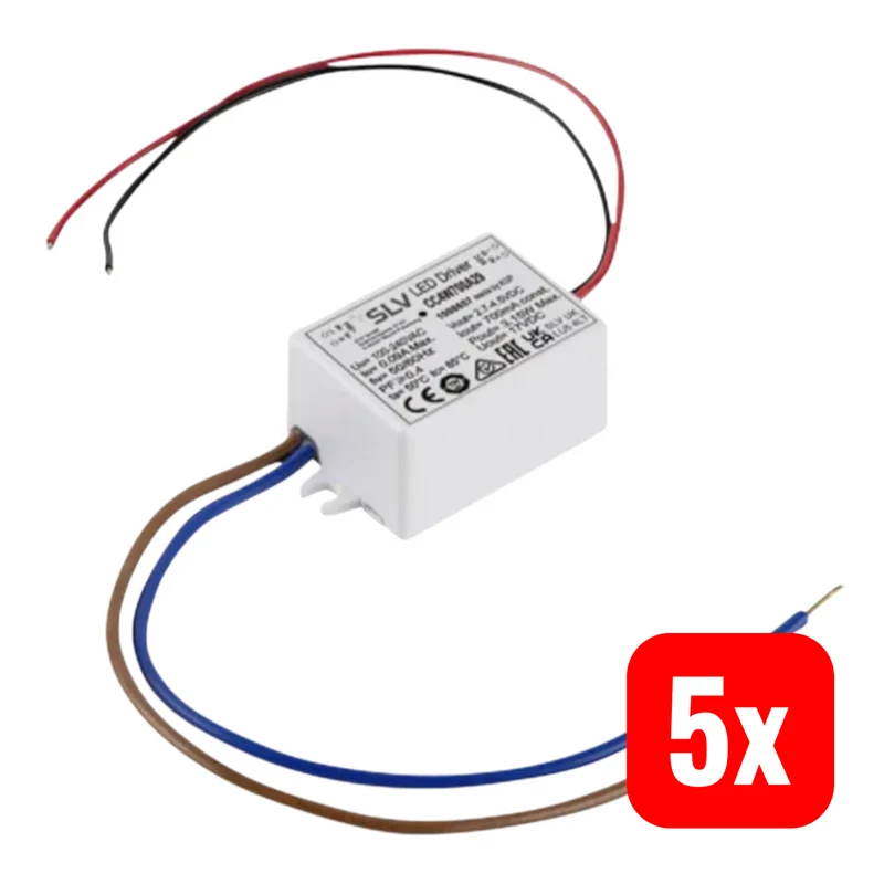 B-Ware SLV LED Treiber Stromversorgung Netzteil LED Konstantstrom 4W 700mA Weiß 5 STÜCK