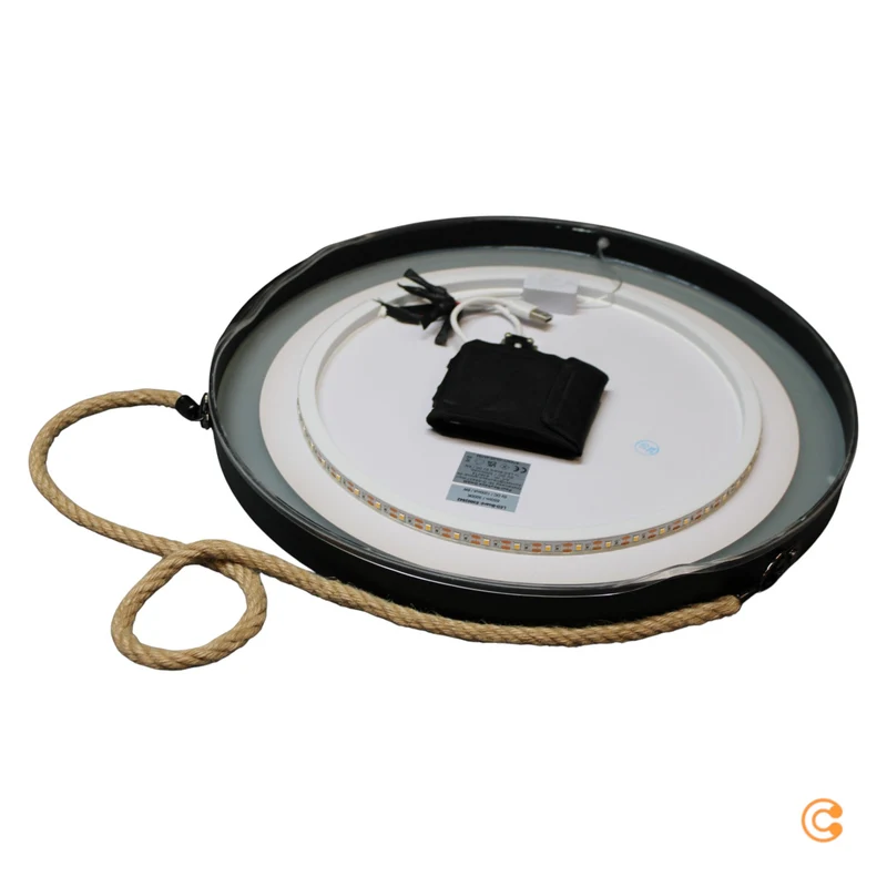 B-Ware Paul Neuhaus Wandspiegel Spiegel LED Vidro Powerbank schwarz hängend Glas Metall