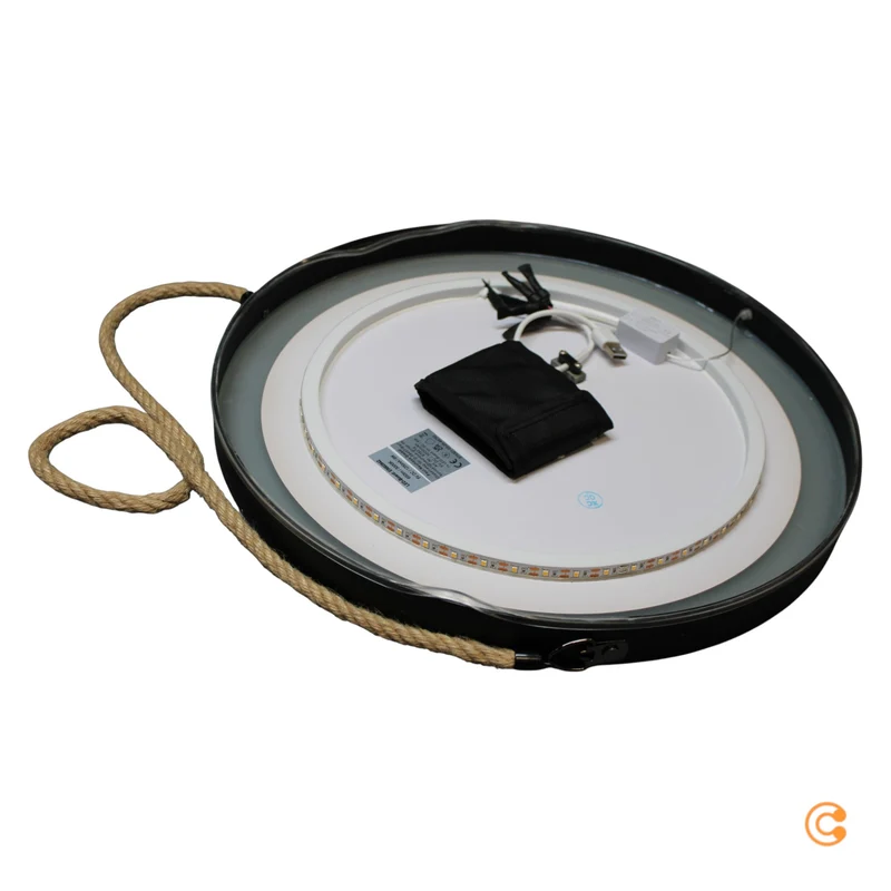 B-Ware Paul Neuhaus Wandspiegel Spiegel LED Vidro Powerbank schwarz hängend Glas Metall