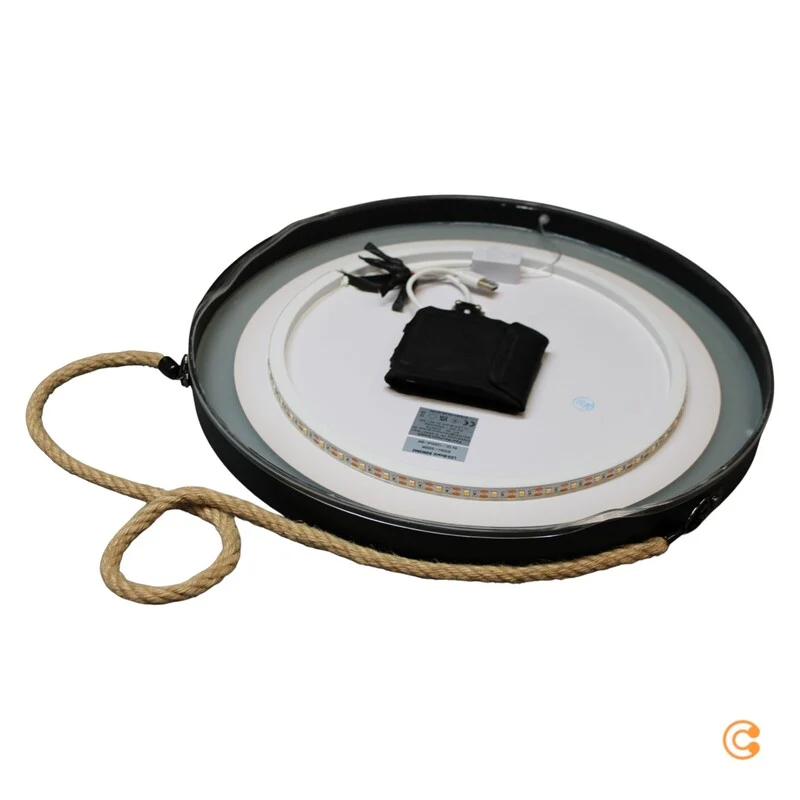 B-Ware Paul Neuhaus Wandspiegel Spiegel LED Vidro Powerbank schwarz hängend Glas Metall