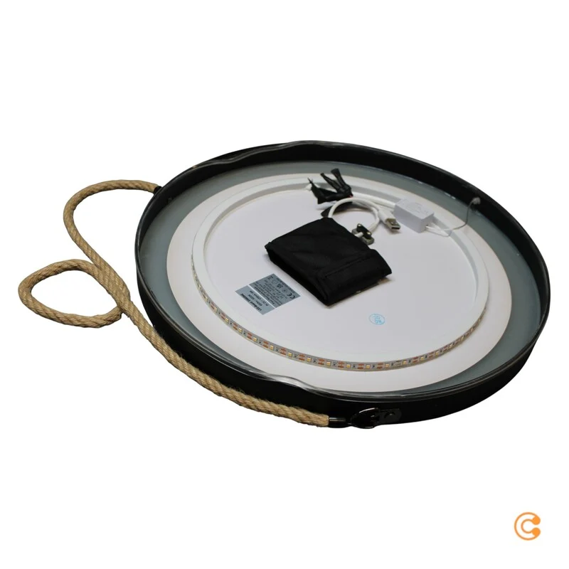 B-Ware Paul Neuhaus Wandspiegel Spiegel LED Vidro Powerbank schwarz hängend Glas Metall