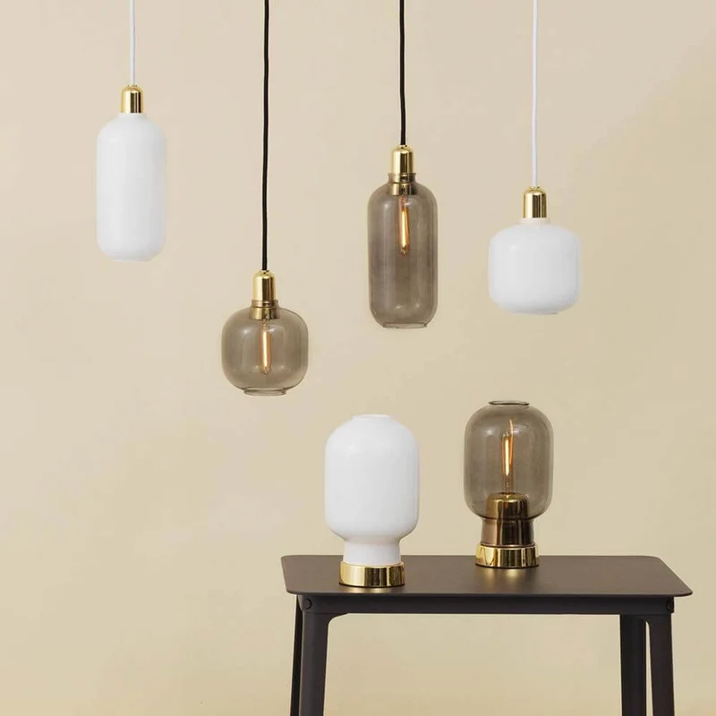 Pendelleuchte Amp L Rauchglas, Messing