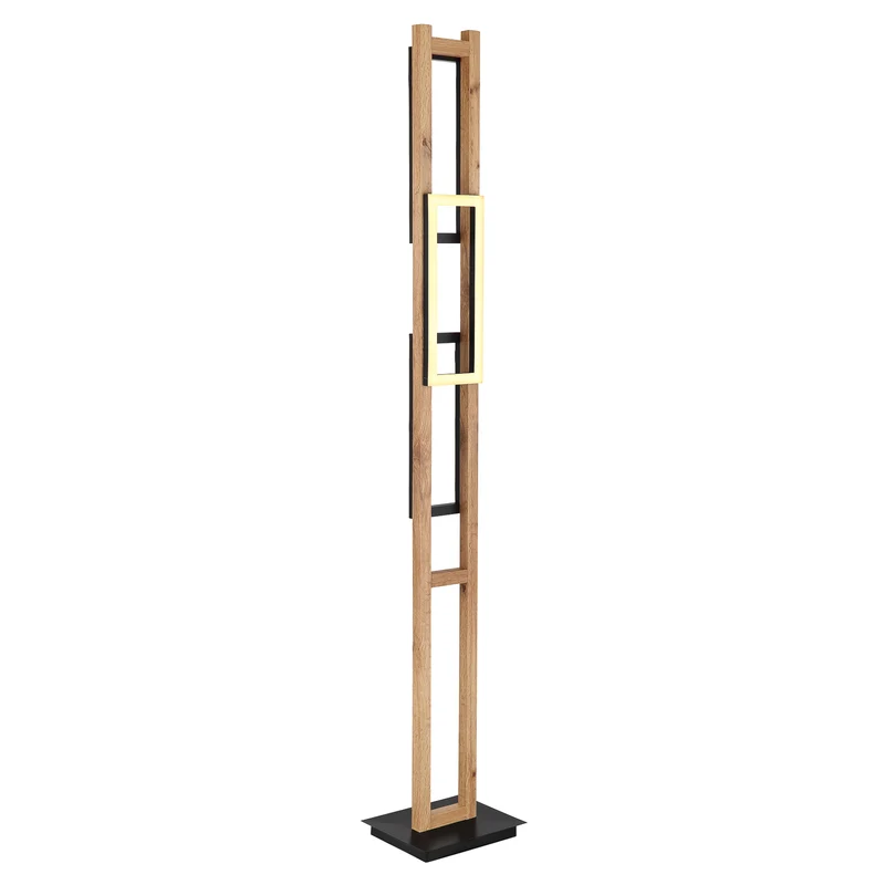 B-Ware Globo Stehlampe Standlampe LED Illa Holzdesign schwarz MDF Holz Metall Schal176