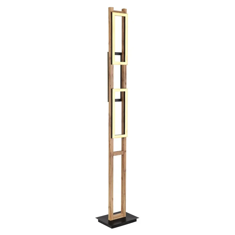 B-Ware Globo Stehlampe Standlampe LED Illa Holzdesign schwarz MDF Holz Metall Schal176
