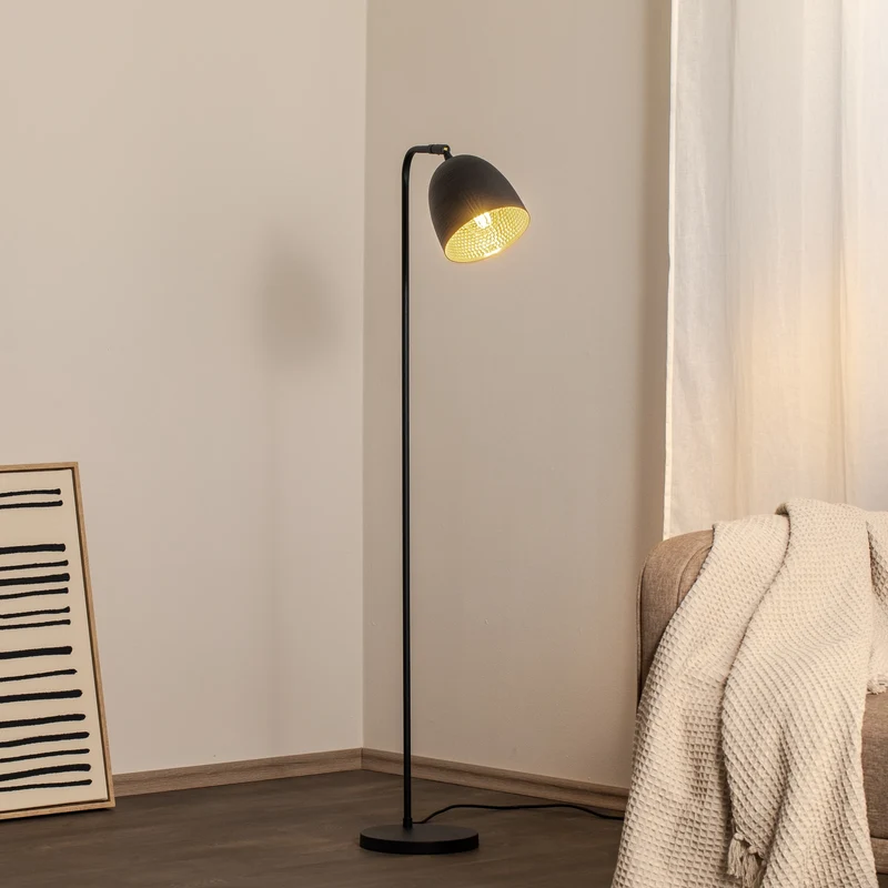 B-Ware Stehlampe Stehleuchte Tattoo 4090 schwarz Metall Standlampe E27 LED Schalter