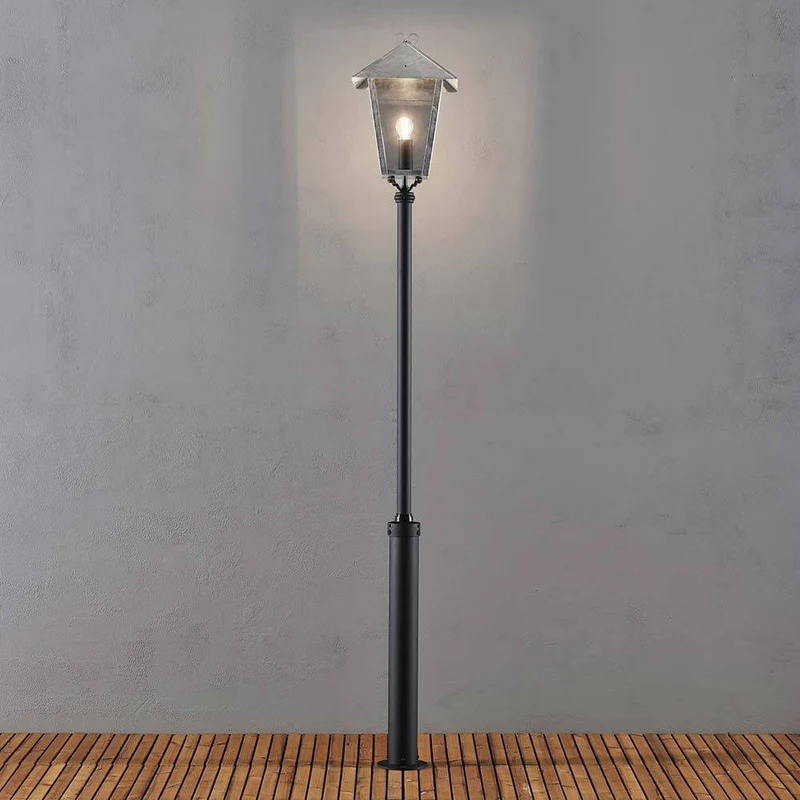 Benu Standleuchte galvanisierter Stahl, rauchfarbenes Acrylglas