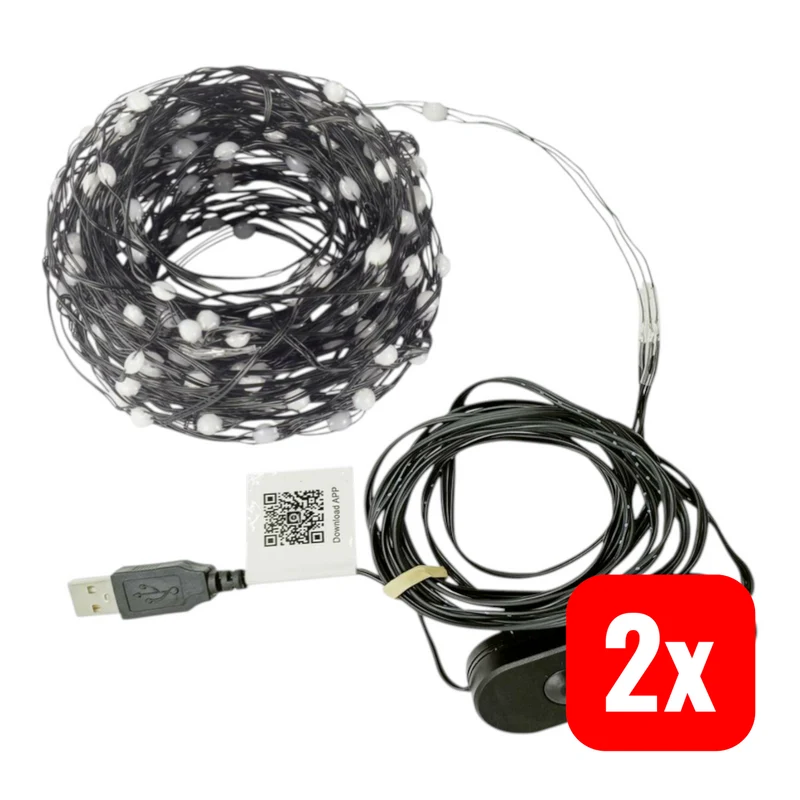 B-Ware Sygonix SY-5167250 USB-Lichterkette Weihnachtsbeleuchtung Lichterkette 2 STÜCK