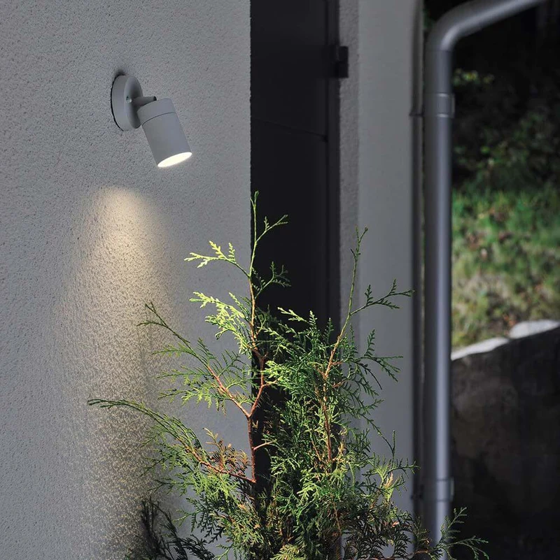 Modena Energiespar Wandspot schwenkbar Grau, klares Glas