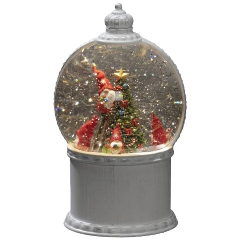 B-Ware Konstsmide Laterne Schneekugel LED Kugellaterne Weihnachtsmann Weiß Timer Innen