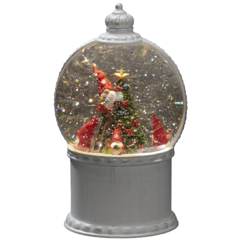 B-Ware Konstsmide Laterne Schneekugel LED Kugellaterne Weihnachtsmann Weiß Timer Innen
