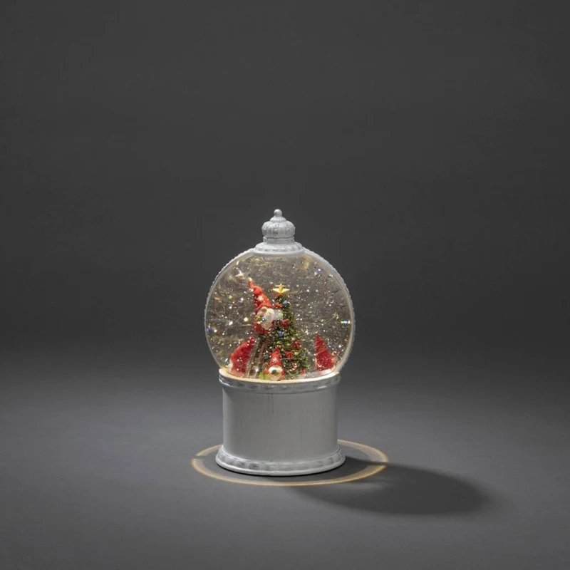 B-Ware Konstsmide Laterne Schneekugel LED Kugellaterne Weihnachtsmann Weiß Timer Innen