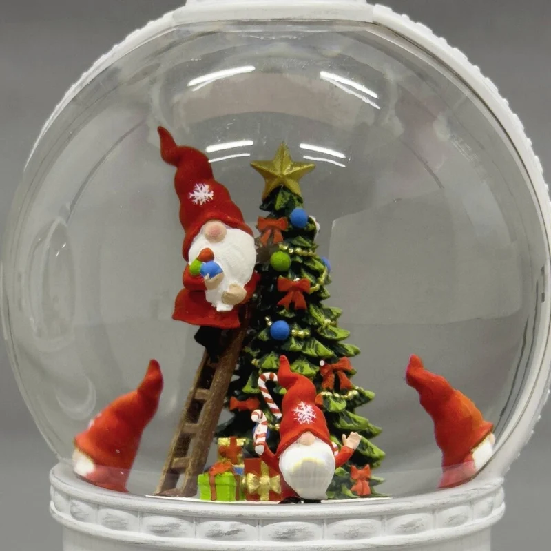 B-Ware Konstsmide Laterne Schneekugel LED Kugellaterne Weihnachtsmann Weiß Timer Innen