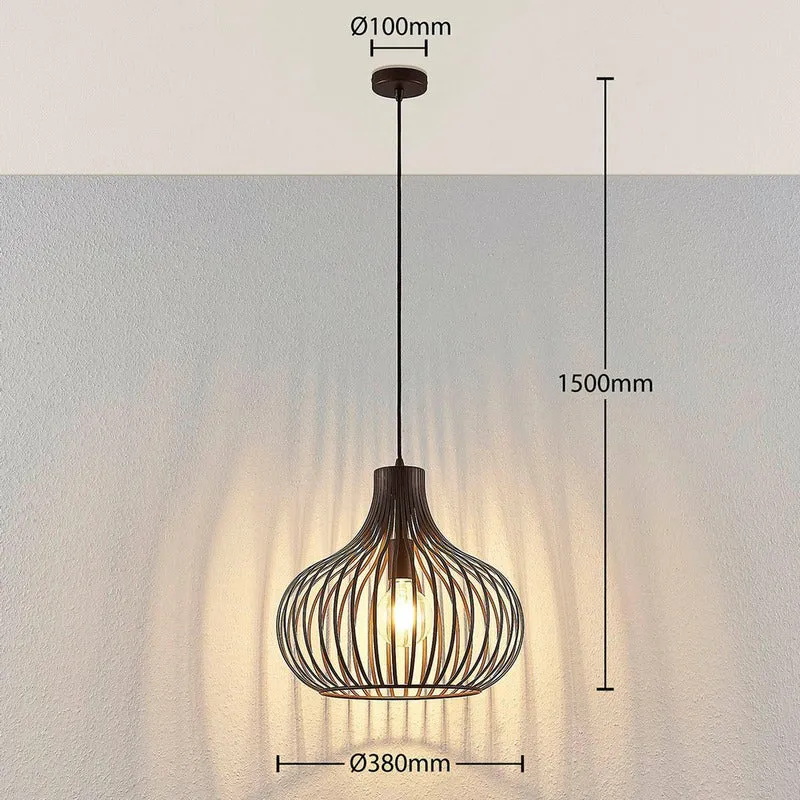 B-Ware Lindby Hängeleuchte Deckenlampe Pendelleuchte Lampe 1-flammig E27 braun