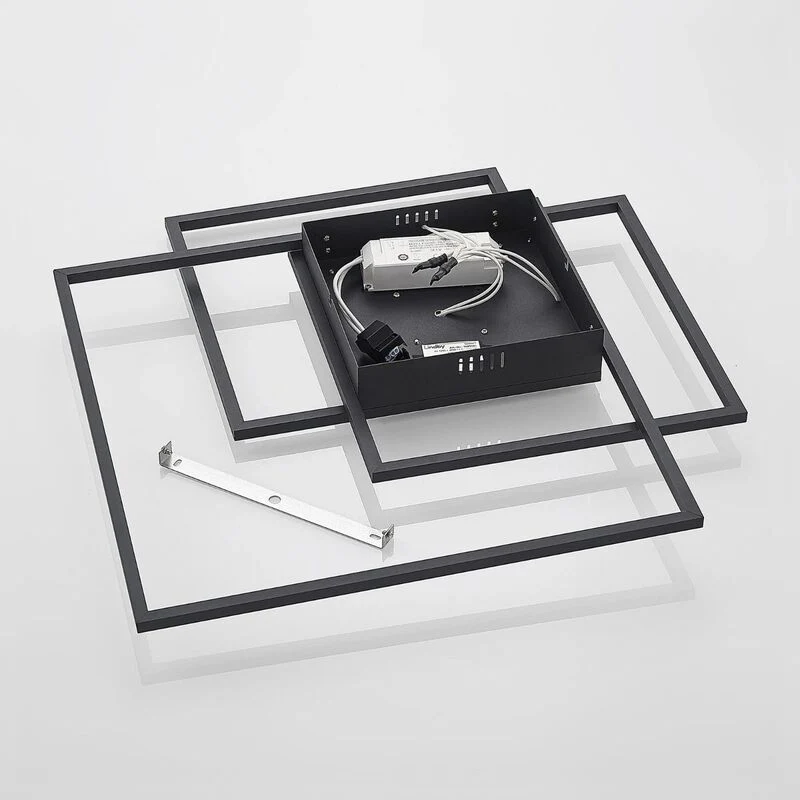 B-Ware LED Deckenleuchte Lampe Lindby Leuchte Schwarz Aluminium Nelinka Wohnzimmer Essz