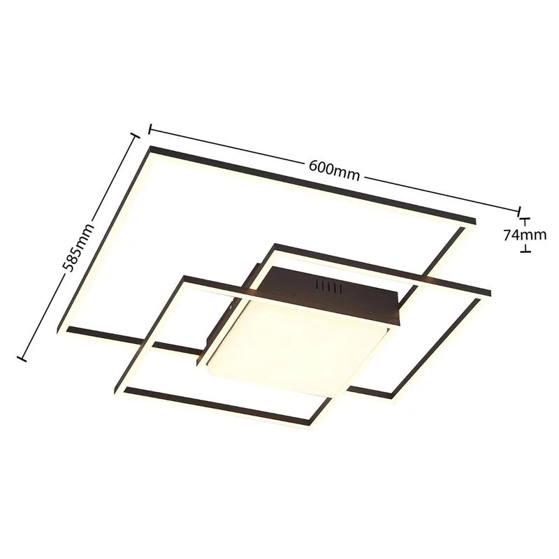 B-Ware LED Deckenleuchte Lampe Lindby Leuchte Schwarz Aluminium Nelinka Wohnzimmer Essz