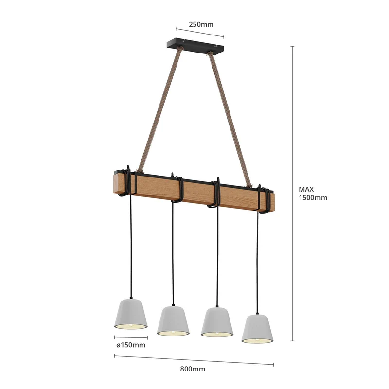 B-Ware Lucande Hängeleuchte Pendelleuchte Holzlampe E14 schwarz eiche 811