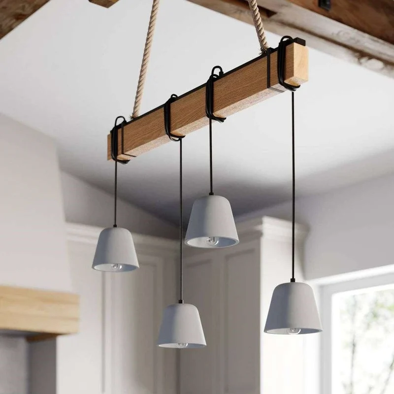 B-Ware Lucande Hängeleuchte Pendelleuchte Holzlampe E14 schwarz eiche 811