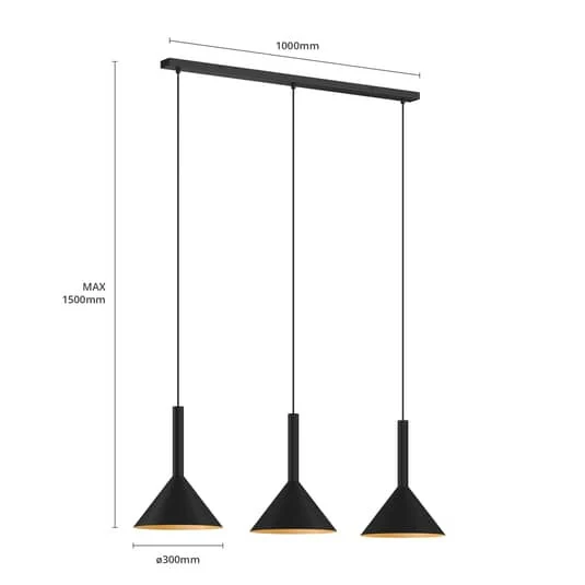 B-Ware Arcchio Tadej Pendelleuchte Pendelleuchte Lampe Leuchte 3-flammig schwarz g790