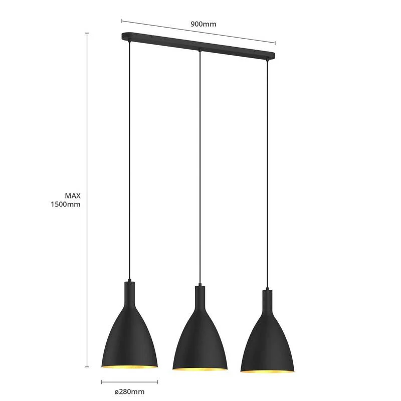 B-Ware Arcchio Arthuria Hängeleuchte Pendelleuchte Deckenlampe Lampe 3-fl. schwarz E27