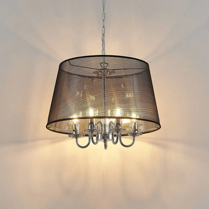 B-Ware Pendelleuchte Hängelampe Pendellampe Lindby Talisha Organza schwarz Lampe Eisen