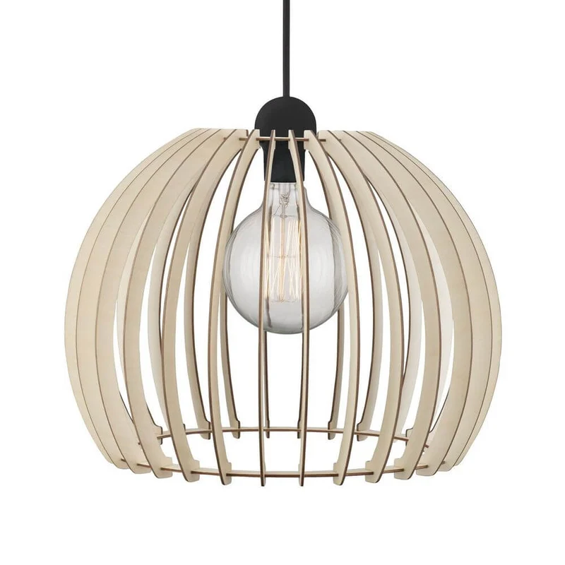 Chino 40 Pendelleuchte mit Stoffkabel Holz