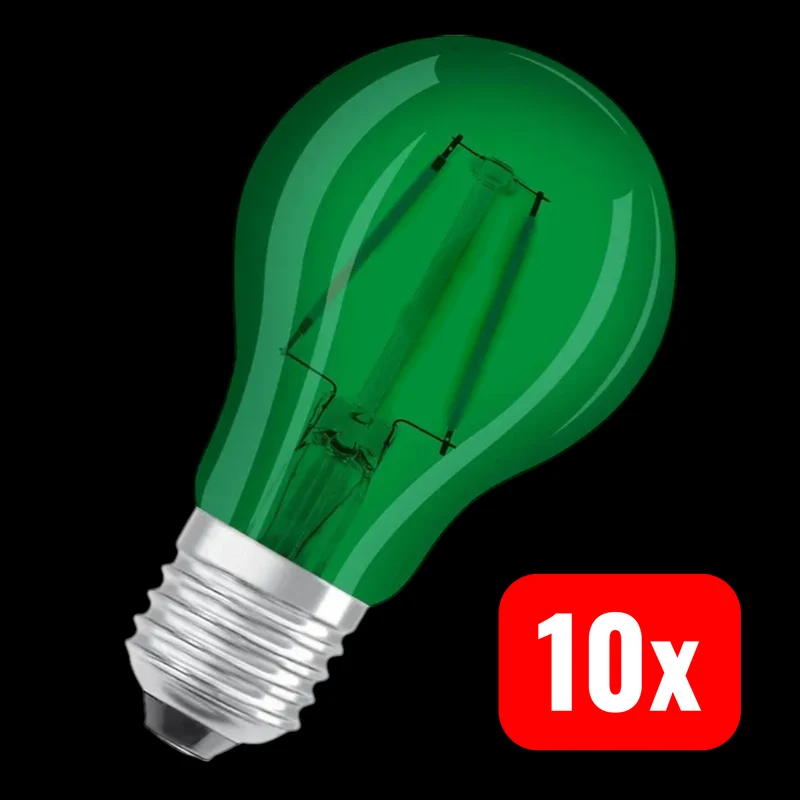 B-Ware OSRAM LED Lampe Glühbirne E27 grün Ersatz Innenbereich Glühlampe 15W 10 STÜCK