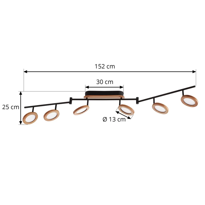 B-Ware Lindby Strahler Spot LED Holz schwarz weiß 152 cm Deckenleuchte mit Dimmer